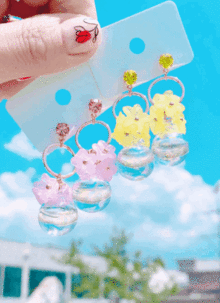 [무배] 유리알 꽃잎귀걸이[2color/귀찌가능]