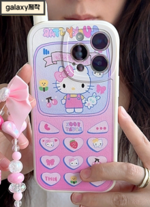 [갤럭시S24 플러스 울트라 추가] 핑크 멜빵 고양이 아이폰 갤럭시 다이얼 안테나 폰케이스